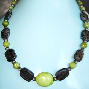 Semi-precious stones Lime green Chalk Turquoise Labradorite hand made necklace